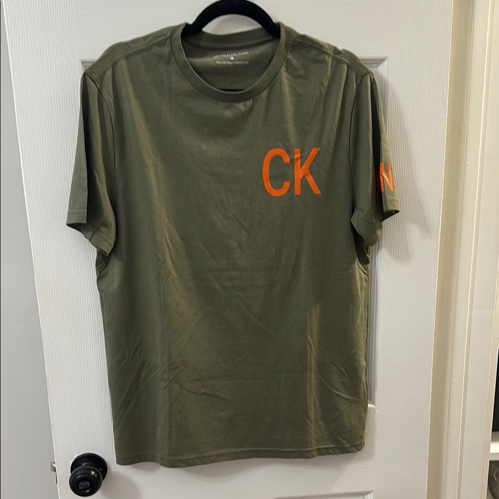 Calvin Klein Green and Orange Short Sleeve Tee